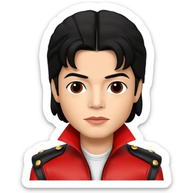 Michael Jackson light skin, black hair, brown eyes, red and black outfit sticker