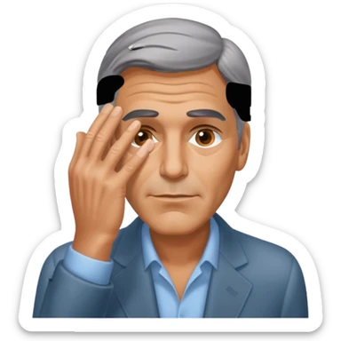 George clooney covering his eyes with his hand sticker