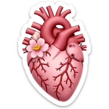 light pink anatomical heart with flower sticker