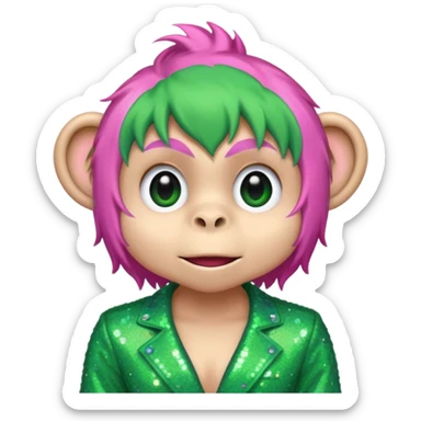 pink and green singer superstar monkey sticker