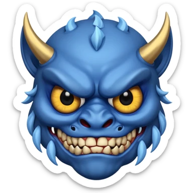 blue oni with black eye ball and gold iris sticker
