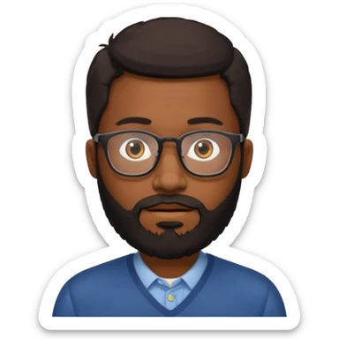 black bearded man with eyeglass sticker