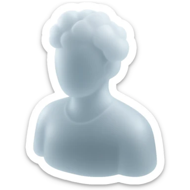 shoulder up, person made of white fluffy clouds, front view, matte glass style sticker