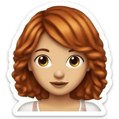 beautiful girl with long red brown hair and curtain bangs sticker