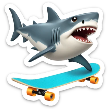 Shark riding a skateboard sticker