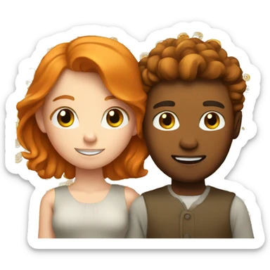Ginger boy and brown haired girl in love sticker