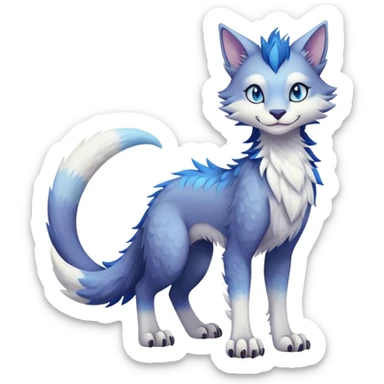 Kawaii dark edgy fantasy pastel ethereal feline-vernid-sergal-fursona animal creature with a tufted tail full body sticker