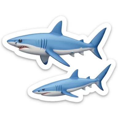 blue shark, with elongated side fins that create legs. On his three feet, he wears blue Nike shoes sticker