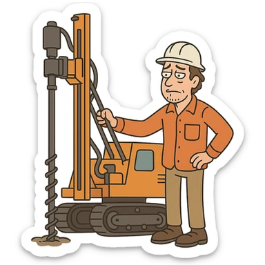 track-mounted geotechnical drilling rig, transparent background sticker