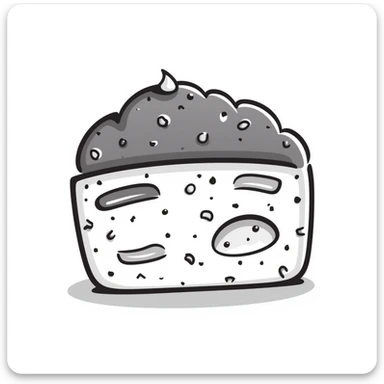 a piece of brunsviger, traditional Danish cake from Funen, with brown sugar topping, hand drawn doodle style sticker