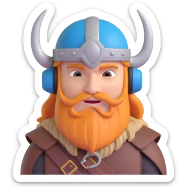 viking gamer, viking helmet, headset, playful look sticker