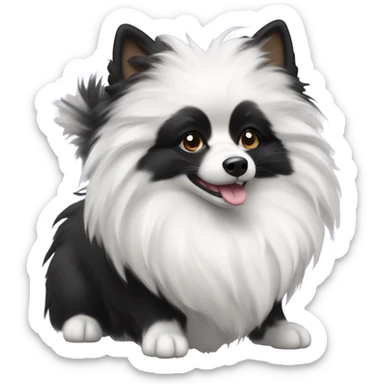 A black and white female spitz sticker