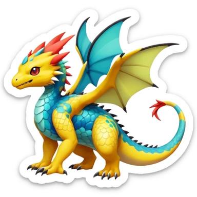 cool exotic fantasy-creature-Fakémon-Pokémon, full body, with markings sticker