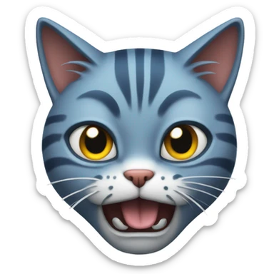 blue tabby cat furious rage sticker