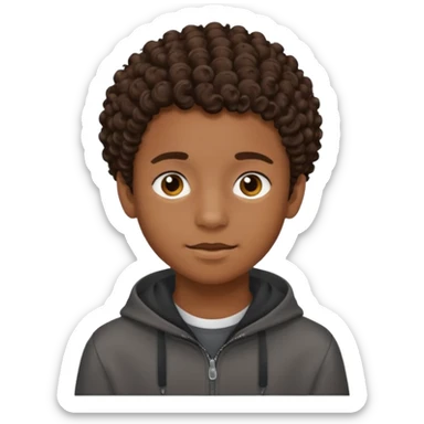 Black 15 year old boy with curly brown hair sticker