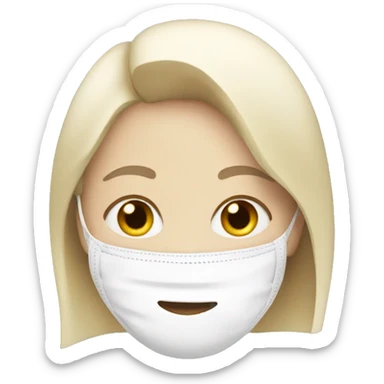 A girl with a white mask on her face sticker