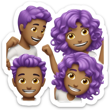 man smile purple hair three hearts overlay sticker