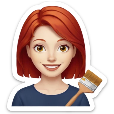 Painting Hold. Women painting smilling   Cheveux roux sticker