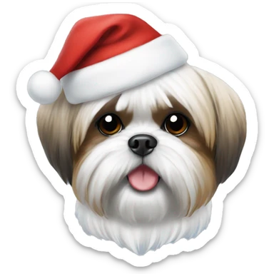 Shih tzu with a Santa hat sticker