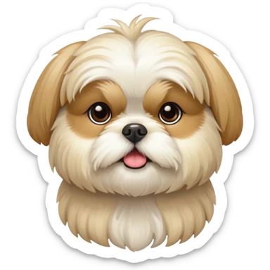 generame la imagen de un perrito raza chitzu de color cremita, totalmente cremita sin esos colores marron oscuro en su cara sticker