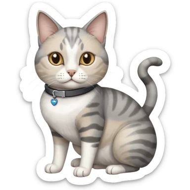 disabled grey and white cat in pet mobility aide sticker