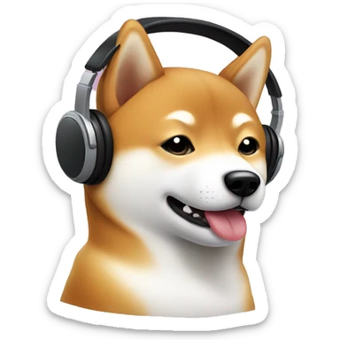 Shiba dog listening to music
 sticker