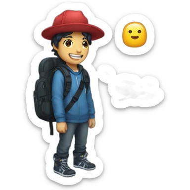 can yiu see my backpack ohh yeah my whale stuff hat a hat correct  sticker