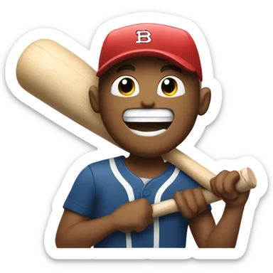 Happy man holding a broken baseball bat sticker