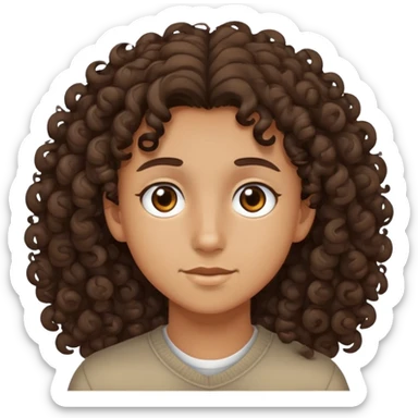 tan teenager with curly dark brown hair sticker