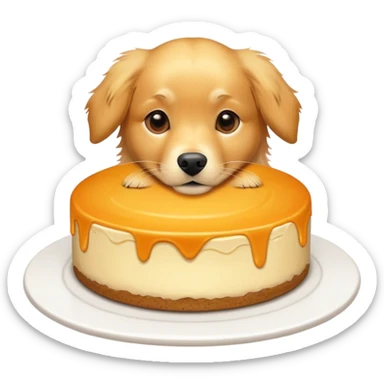 more golden, orange, toned, golden retriever, dog being turned into a cheesecake ￼ sticker