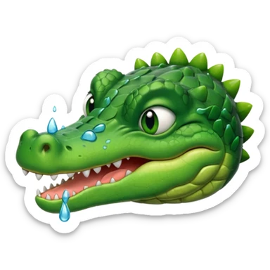 crocodile,eyes closed, many tears coming out sticker