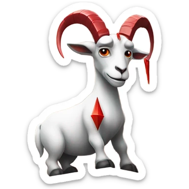 Goat Devil with red tipped horns standing on pyramidal pillar  sticker