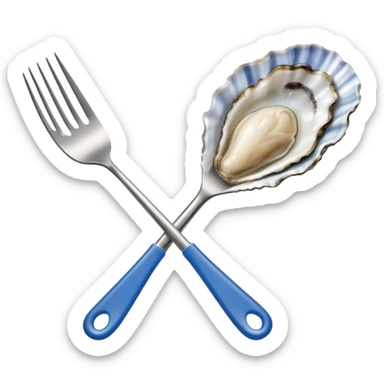blue-handled oyster fork sticker