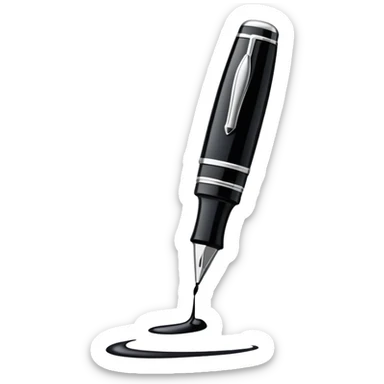 fountain pen drawing a smooth curved line, representing logo design sticker