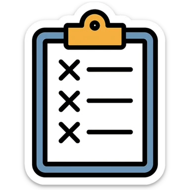 clipboard with list, all goals missed sticker