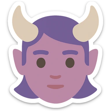 flat icon of a tiefling face with horns, no line border, color-filled style sticker