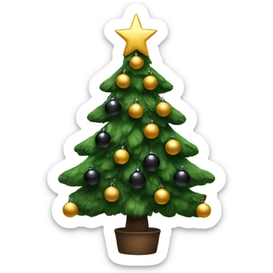 Christmas tree decorated with black ornaments  sticker