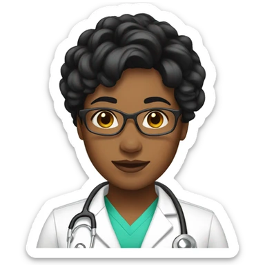 Woman doctor brown skin short black twist hair sticker