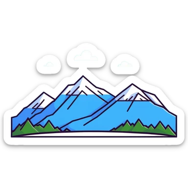 Mountain range with snow peaks sticker