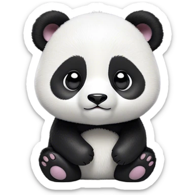 Cinematic Noble Baby Panda Portrait Emoji, Poised and regal, with a tiny, adorable build and a soft, fuzzy Fur of black and white, deep-set soulful gentle eyes, Simplified yet sharp and sophisticated features, highly detailed, glowing with a soft, dignified glow, high shine, intelligent and endearing, stylized with an air of miniature majesty, focused and attentive, soft glowing outline, capturing the essence of a watchful and confident little panda, so majestic it feels as though it could toddle out of the screen with effortless authority! sticker