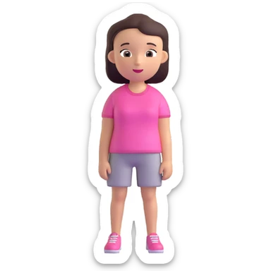 girl with oval-shaped head with flat top wearing a pink t-shirt sticker