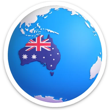 blue globe, Australia in the center, 3D effect sticker