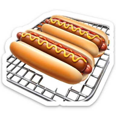 hot dogs cooking on a grill sticker