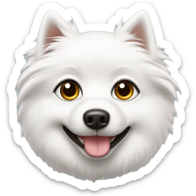 white japanise spitz with dark brown eyes sticker