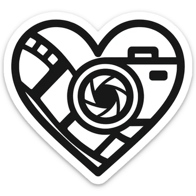 heart with a photography theme sticker