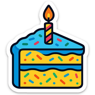 slice of funfetti birthday cake sticker