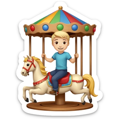 boy spinning inside of a carousel sticker