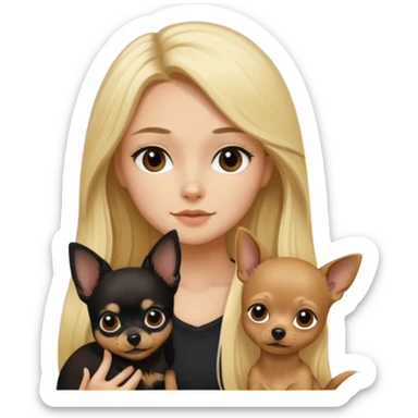 Chico pelo largo rubio.chica pelo largo negro y chihuahua negro  sticker