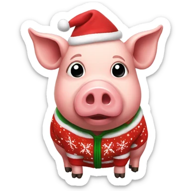 Pig wearing christmas Sweatshirt  sticker