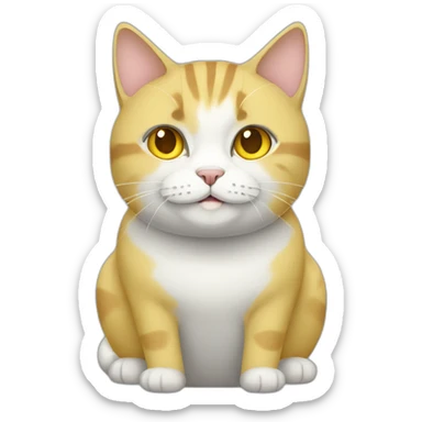 yellow grey and whit fat female cat sticker
